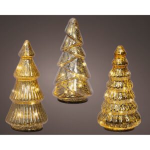 3 PZ. ALBERO LED VETRO INDOOR H17,5 D9 CM oro (Cod. 40275-02)