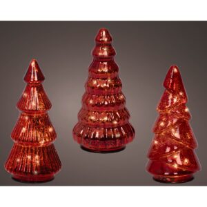 3 PZ. ALBERO LED VETRO INDOOR H17,5 D9 CM rosso (Cod. 40275-03)