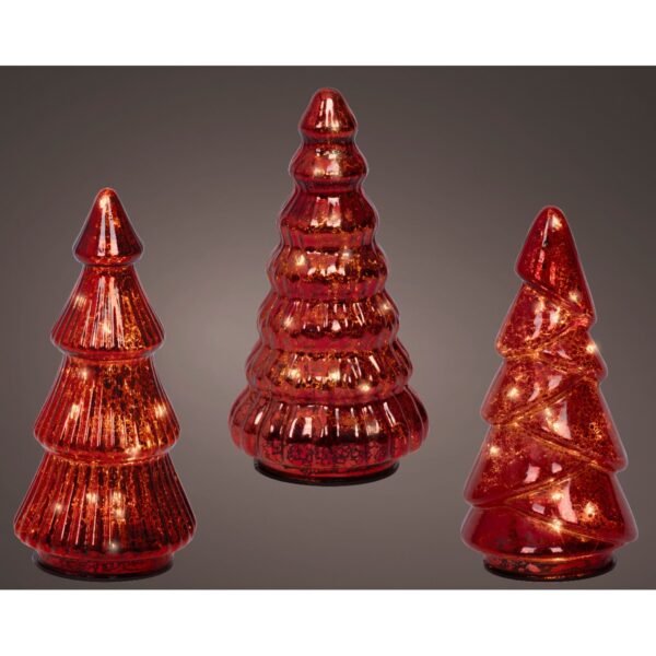 3 PZ. ALBERO LED VETRO INDOOR H17,5 D9 CM rosso (Cod. 40275-03)