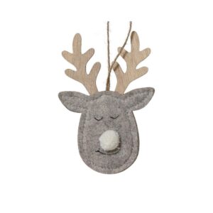 DECORAZIONE NATALIZIA RENNA IN PANNO 0,6X10,3  H15,5 CM grigio (Cod. 40414-02)