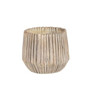 VASO CEMENTO FRASTAGLIATO RIGHE D16 H14 CM crema (Cod. 40455-01)