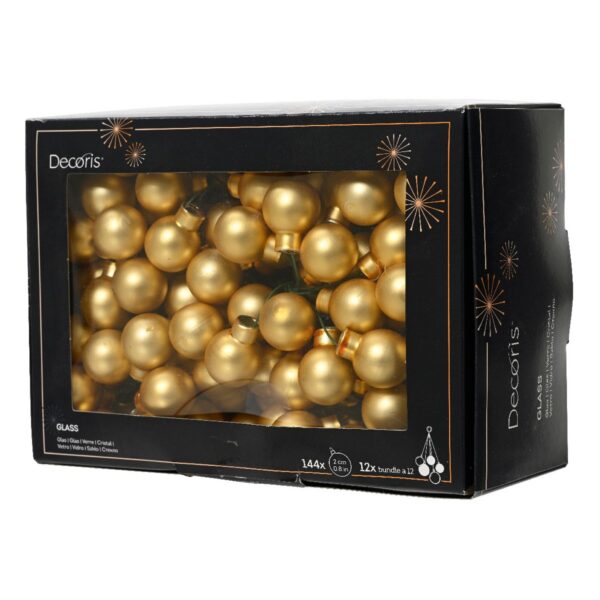 BOX 144 PALLINE DI NATALE DI VETRO DIAM. 2 CM oro-chiaro (Cod. 11123-29)