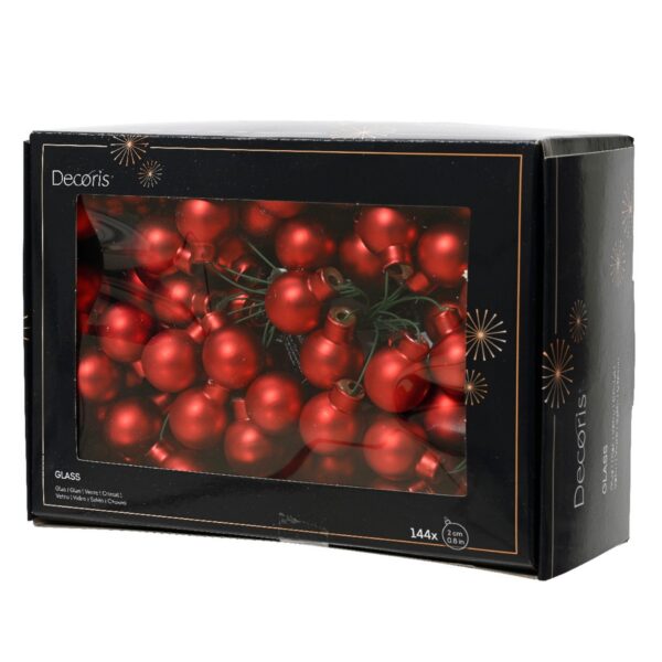 BOX 144 PALLINE DI NATALE DI VETRO DIAM. 2 CM rosso-opaco (Cod. 11123-30)