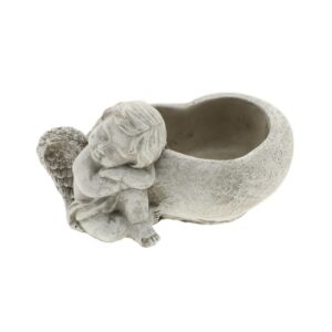 VASO CUORE CON ANGELO 19X13,5XH9,5 CM grigio (Cod. 40417-01)