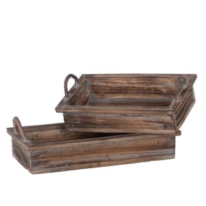 SET 2 PZ VASSOIO DI LEGNO 45X24 H15 CM- 54X27 H15 CM  (Cod. 40458-01)