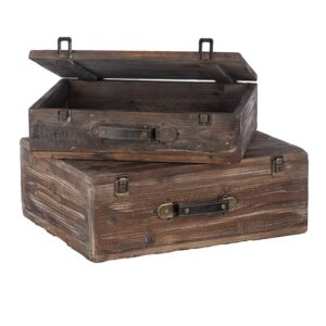 SET 2 PZ VALIGIA DI LEGNO 41X32 H11 - 45X37,5 H16,5 CM  (Cod. 40459-01)