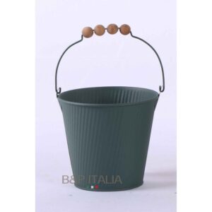 SECCHIELLO LATTA RAYAS D16,5 H15 verde-scuro (Cod. 40472-01)