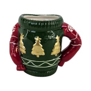 TAZZA DECO MAGLIA CERAMICA 15.5X9 H12.2 CM verde (Cod. 40542-01)