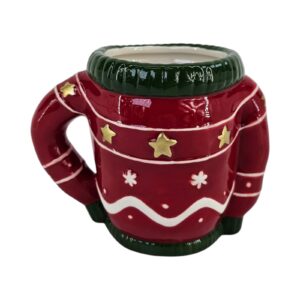 TAZZA DECO MAGLIA CERAMICA 15X9 H12CM rosso (Cod. 40543-01)