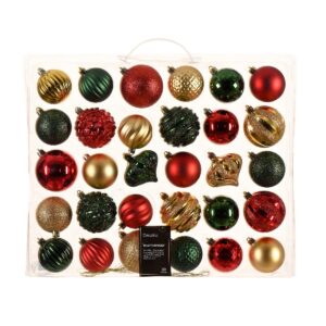 BOX 30 PZ. PALLINE MISTE D7 CM rosso-verde-oro (Cod. 38480-07)