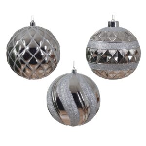 1 PZ. PALLINA DI NATALE SHINY D12 CM  argento (Cod. 39092-04)