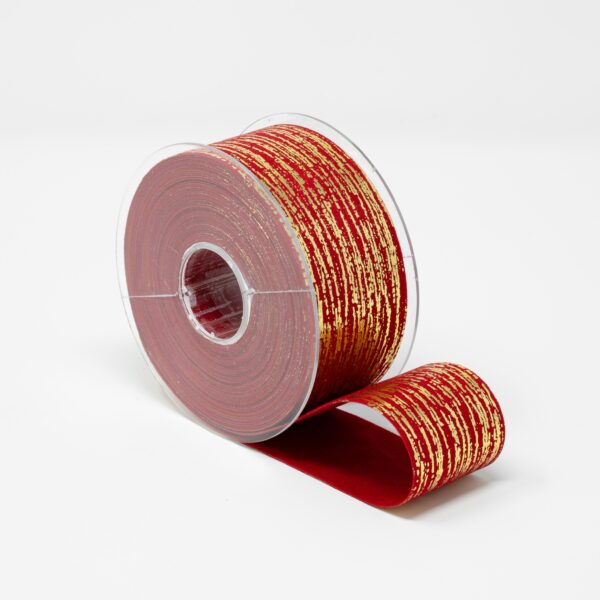 NASTRO VELLUTO RIGATO MM 40 X 10 MT rosso (Cod. 40351-02)