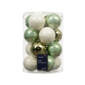 16 PZ. PALLINE DI NATALE VETRO D8 CM colori-misti---verde-menta-bia (Cod. 40259-02)