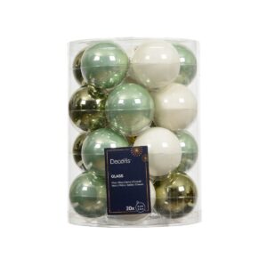 20 PZ. PALLINE DI NATALE VETRO D6 CM verde-menta---bianco (Cod. 40611-01)