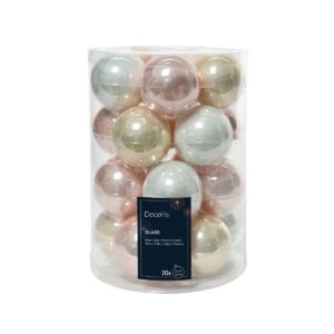 20 PZ. PALLINE DI NATALE VETRO D6 CM cipria---bianco (Cod. 40611-02)