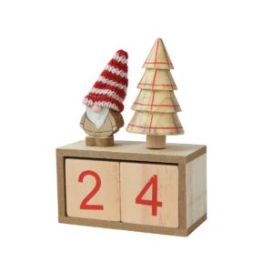 CALENDARIO D'AVVENTO LEGNO GNOMO 9,5X4,3 H12,5 CM  (Cod. 40673-01)