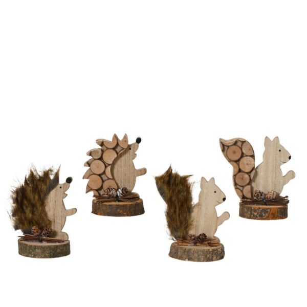 SET 4 PZ. ANIMALETTI SU BASE LEGNO H12 CM  (Cod. 40721-01)