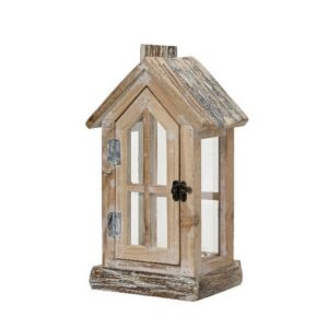 LANTERNA LEGNO NATURALE 17X14 H35 CM classico (Cod. 40743-01)