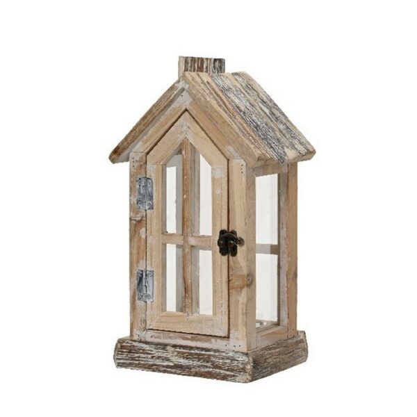 LANTERNA LEGNO NATURALE 17X14 H35 CM classico (Cod. 40743-01)