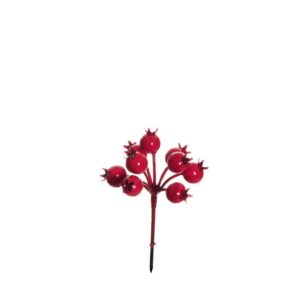 24 PZ. PICK BACCHE ROSA CANINA CON 9 FRUTTI 12,5 CM rosso (Cod. 40616-01)