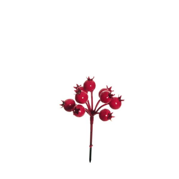 24 PZ. PICK BACCHE ROSA CANINA CON 9 FRUTTI 12,5 CM rosso (Cod. 40616-01)
