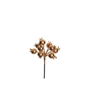 24 PZ. PICK BACCHE ROSA CANINA CON 9 FRUTTI 12,5 CM oro (Cod. 40616-02)