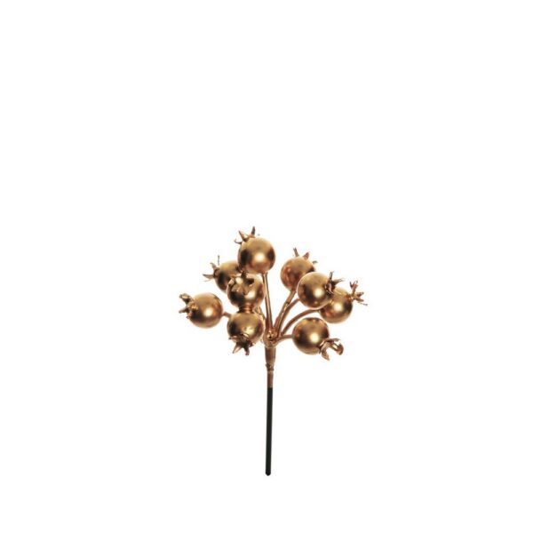 24 PZ. PICK BACCHE ROSA CANINA CON 9 FRUTTI 12,5 CM oro (Cod. 40616-02)