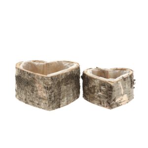 SET 2 PORTA VASO LEGNO A CUORE  20X20 H10 CM  (Cod. 40515-01)
