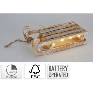 SLITTA LEGNO CON LED 30 CM CON TIMER 6 ORE  (Cod. 40635-01)