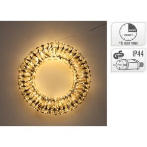 CORONA CON 480 LED CON TIMER 6 ORE D38 CM oro (Cod. 40646-01)