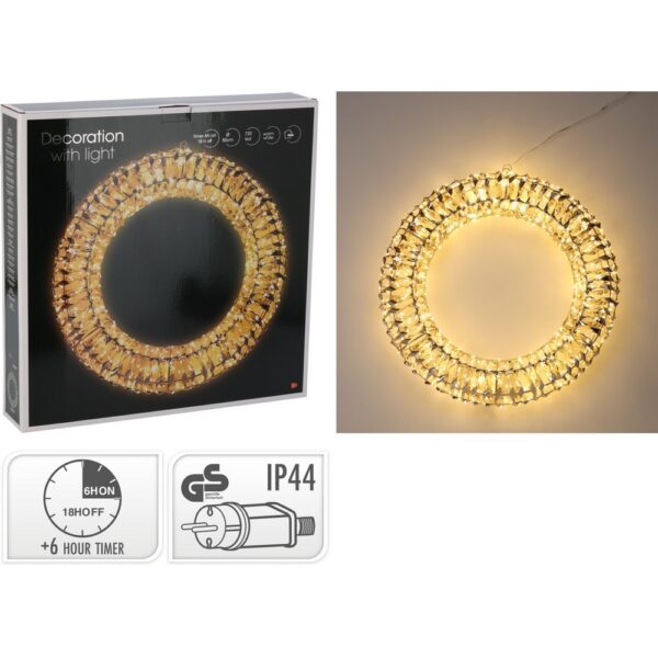 CORONA CON 720 LED TIMER 6 ORE 50 CM oro (Cod. 40647-01)