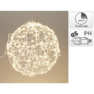 SFERA METALLO CON 500 LED LUCE CALDA TIMER 6 ORE D35 CM  (Cod. 40651-01)