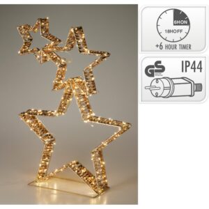 3 STELLE ORO CON LED TIMER 6 ORE H80 CM  (Cod. 40652-01)