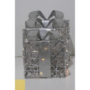 S/3 PACCHI REGALO CON LED   argento (Cod. 40655-01)