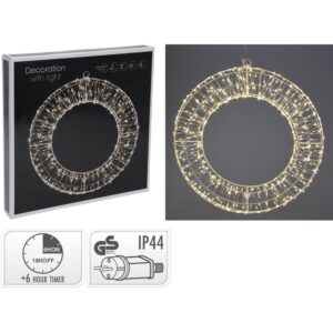 CORONA CON 480 LED LUCE CALDA TIMER 6 ORE 38 CM  (Cod. 40666-01)