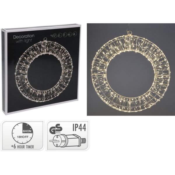 CORONA CON 480 LED LUCE CALDA TIMER 6 ORE 38 CM  (Cod. 40666-01)