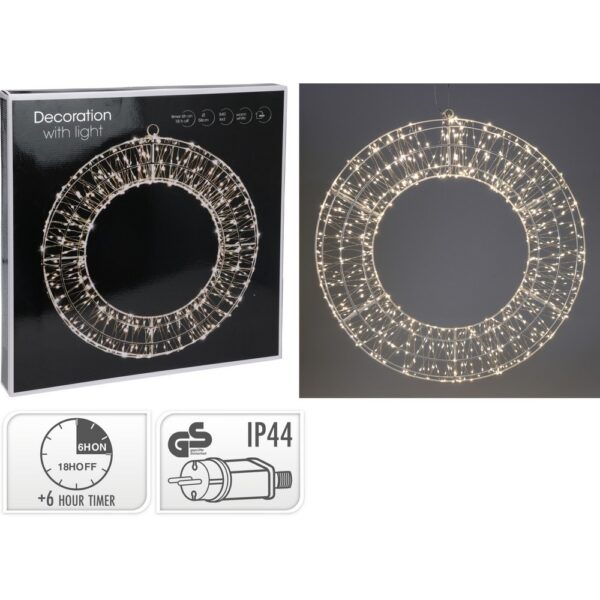 CORONA CON 840 LED LUCE CALDA 58 CM  (Cod. 40669-01)