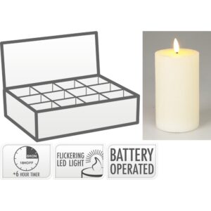 CANDELA CERA LED CON TIMER 6 ORE D7 H12 CM avorio (Cod. 40677-01)