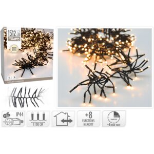 FILO LUCI CLUSTER CON 1512 LED TIMER 8 ORE 11 MT. con-8-funzioni- (Cod. 40680-01)