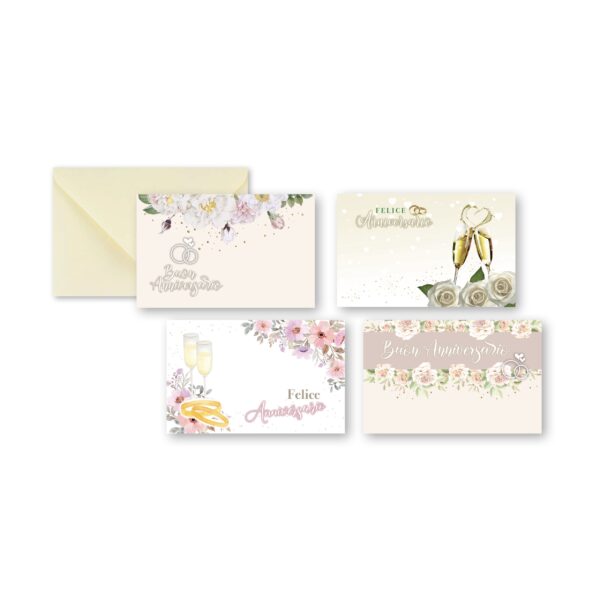BIGLIETTI + BUSTE 100 PZ SOGGETTI MISTI 11X7 CM anniversario-347 (Cod. 23969-64)