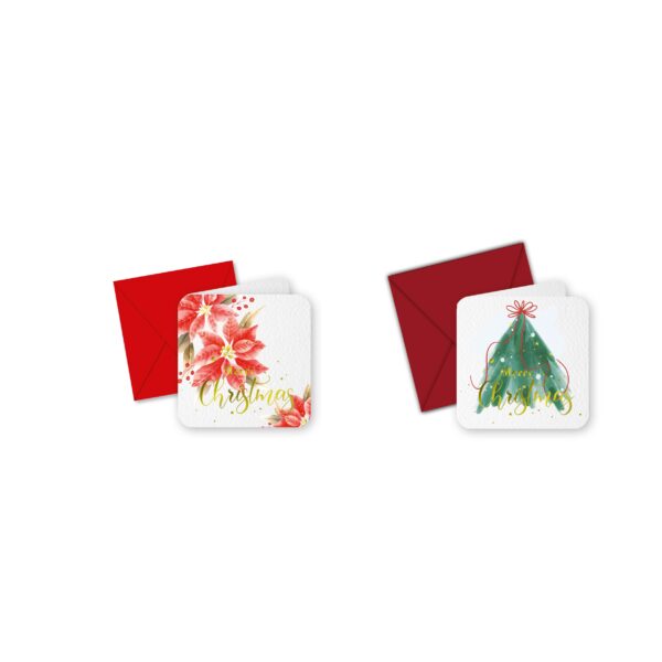 BIGLIETTI + BUSTE NATALIZI 50 PZ 8X8 CM natale-dorato (Cod. 40501-01)