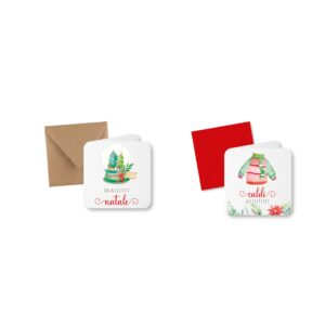 BIGLIETTI + BUSTE NATALIZI 50 PZ 8X8 CM caldo-natale (Cod. 40501-02)