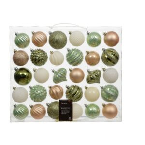 BOX 30 PZ. PALLINE MISTE D7 CM verde-menta---avorio---rosa (Cod. 38480-05)