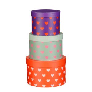 SET 3 PZ. SCATOLE COLORATE CUORI H14 D21 CM  (Cod. 40791-01)