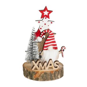 DECORAZIONE SU BASE LEGNO CON GNOMO H14 CM xmas (Cod. 40794-01)