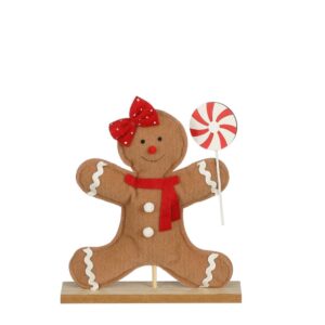 OMINO PAN DI ZENZERO SU BASE LEGNO H35 CM con-fiocco (Cod. 40824-02)