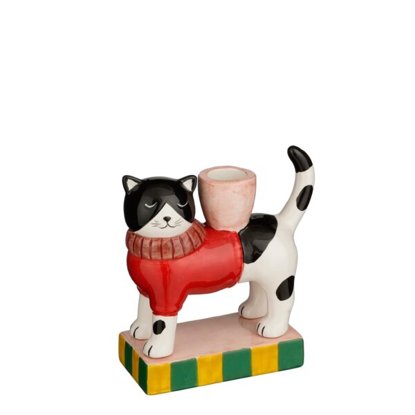 PORTACANDELE GATTO 13X5,5 H13 CM  (Cod. 40828-01)