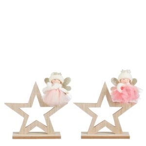 1 PZ. DECORAZIONE STELLA CON ANGELO H19X20X6 CM soggetto-casuale (Cod. 40839-01)
