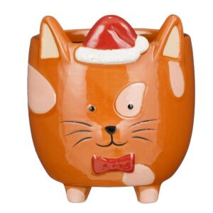CASPO' GATTO NATALE  H15 CM terracotta (Cod. 40848-03)