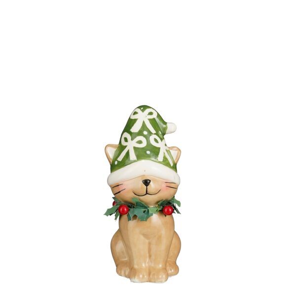 DECORAZIONE GATTO NATALIZIO 17X6 H13,5 CM verde (Cod. 41023-01)